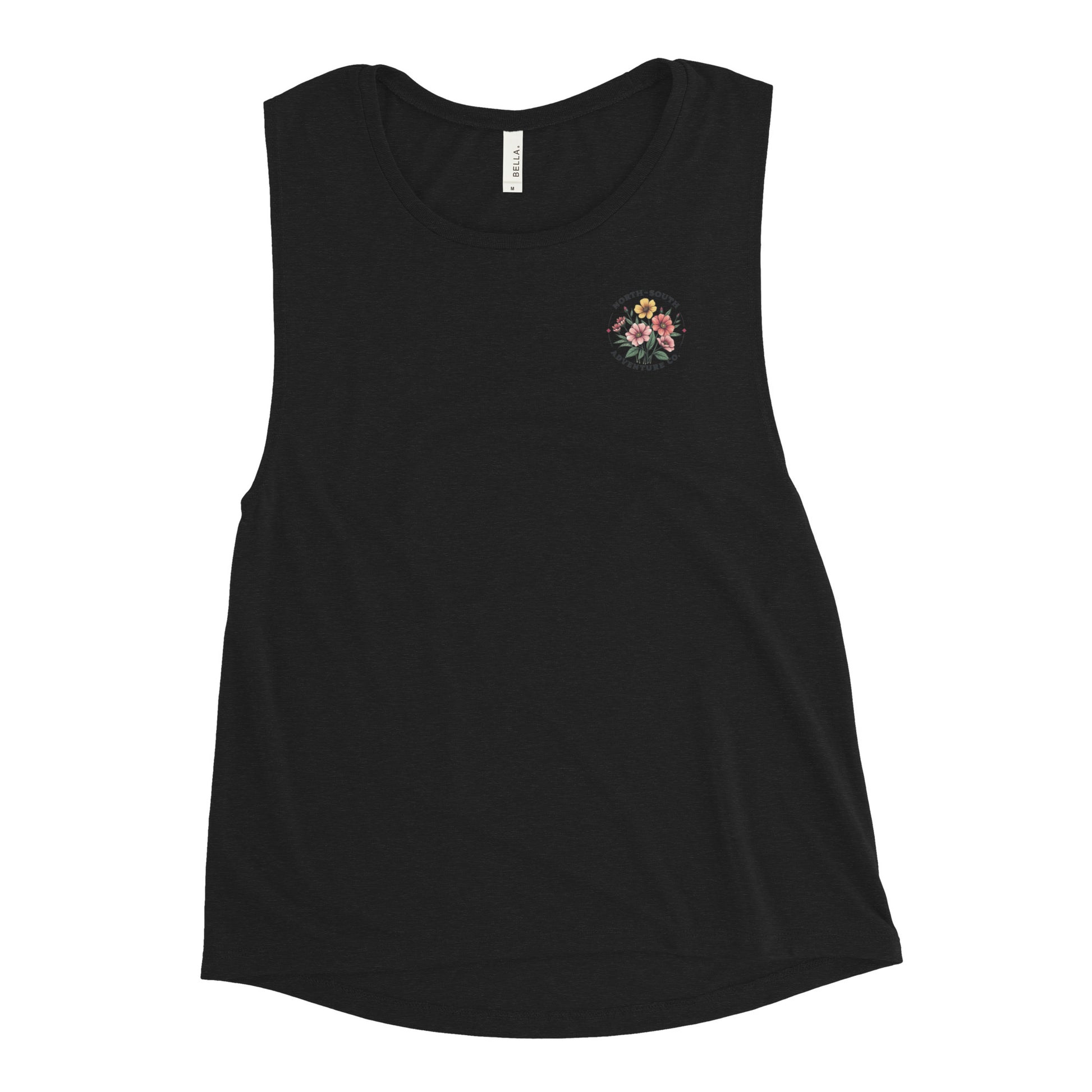 Women's tank top, muscle, tee, soft, athletic, gym wear, north south ladies' wildflower