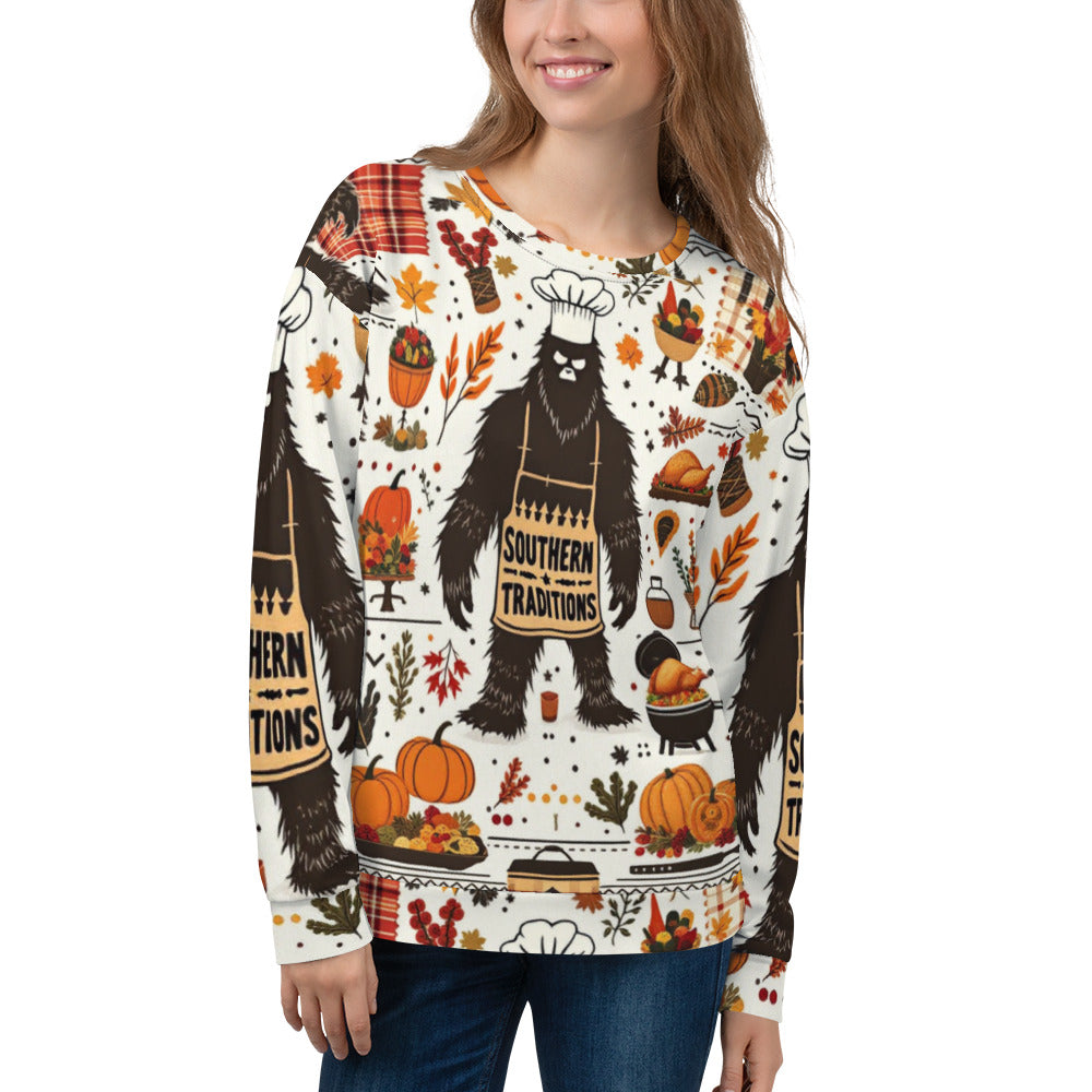 North-South, Southern Traditions Ugly Bigfoot Thanksgiving Sweatshirt