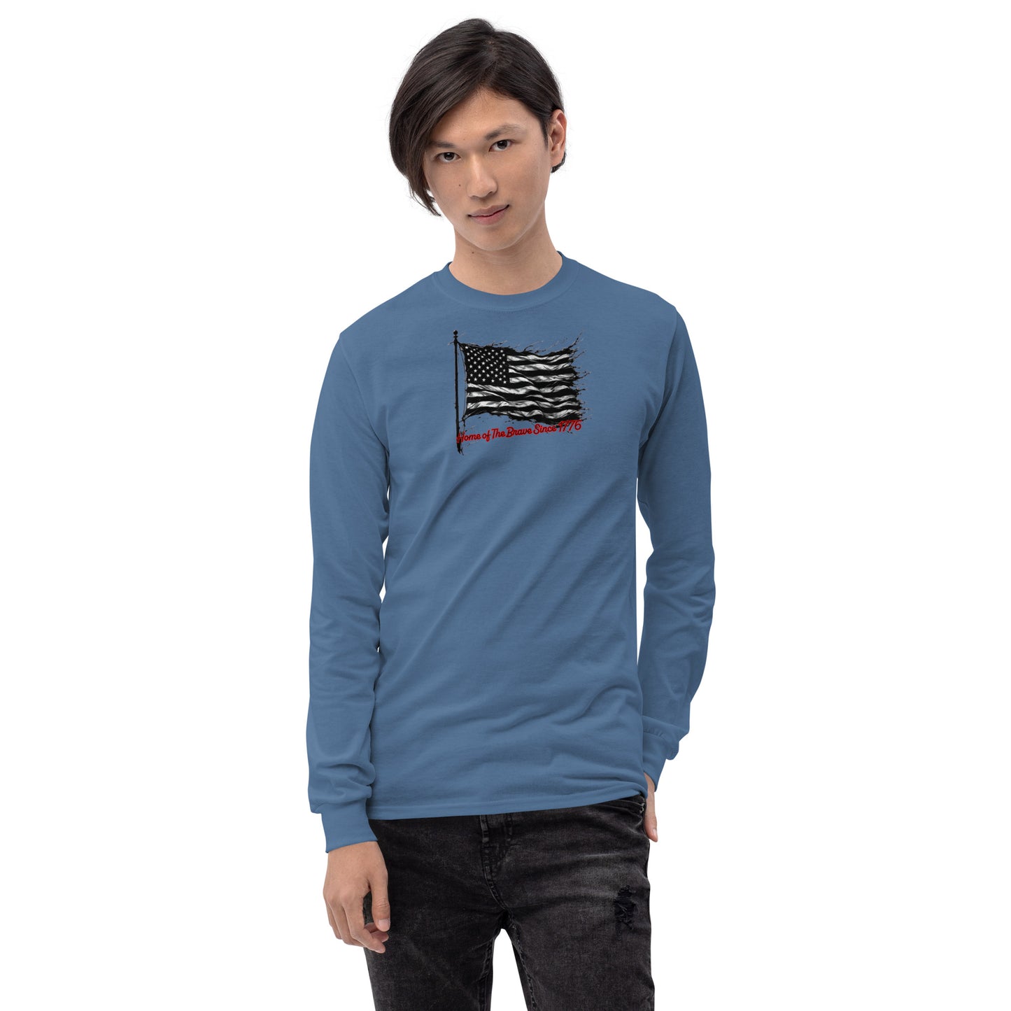 North-South Home of The Brave Flag Long Sleeve Shirt