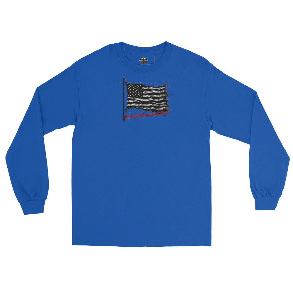 North-South Home of The Brave Flag Long Sleeve Shirt