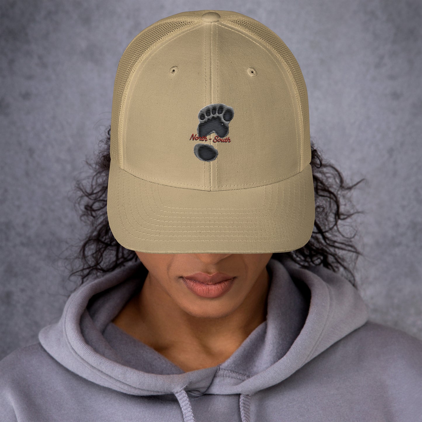 North-South Bigfoot Print Trucker Cap