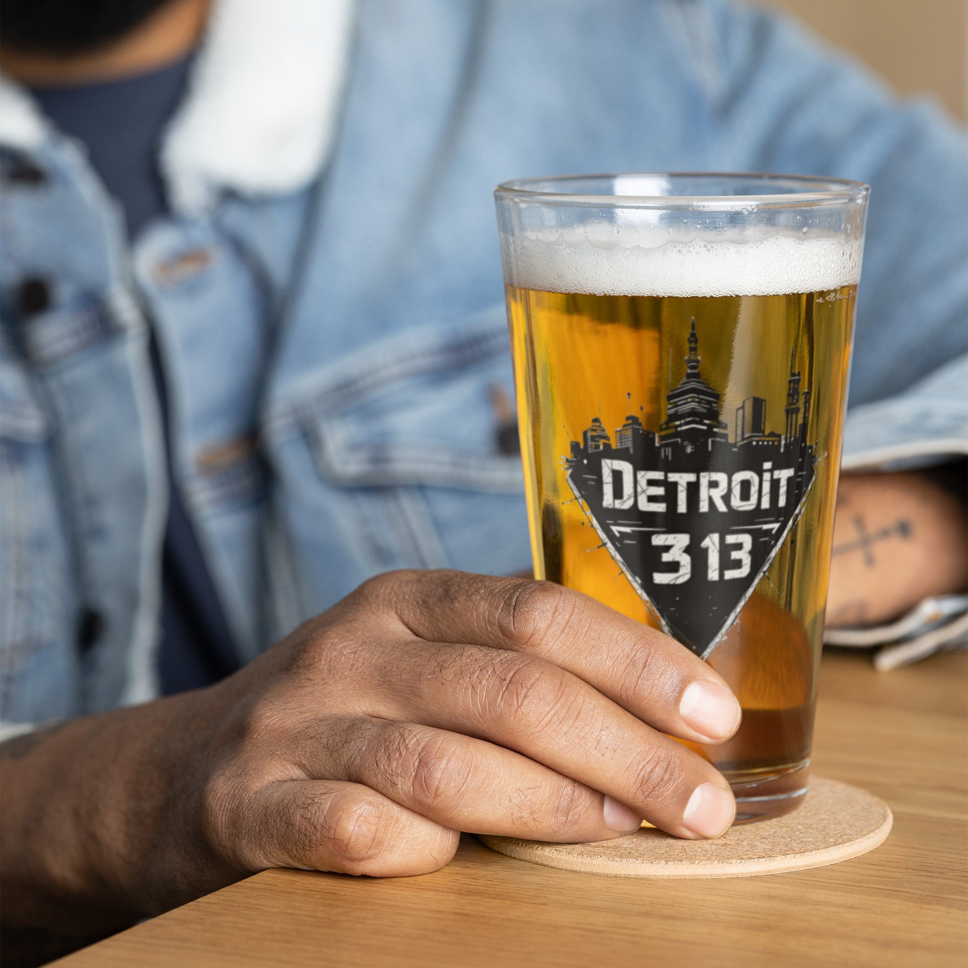 North-South Detroit 313 Shaker Pint Glass