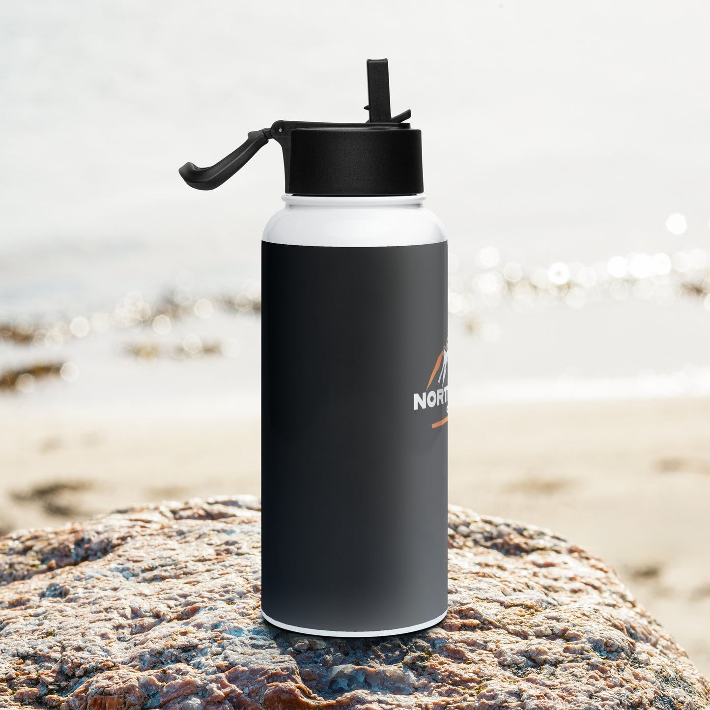 North-South Outdoor Logo Stainless Steel Water Bottle With a Straw Lid