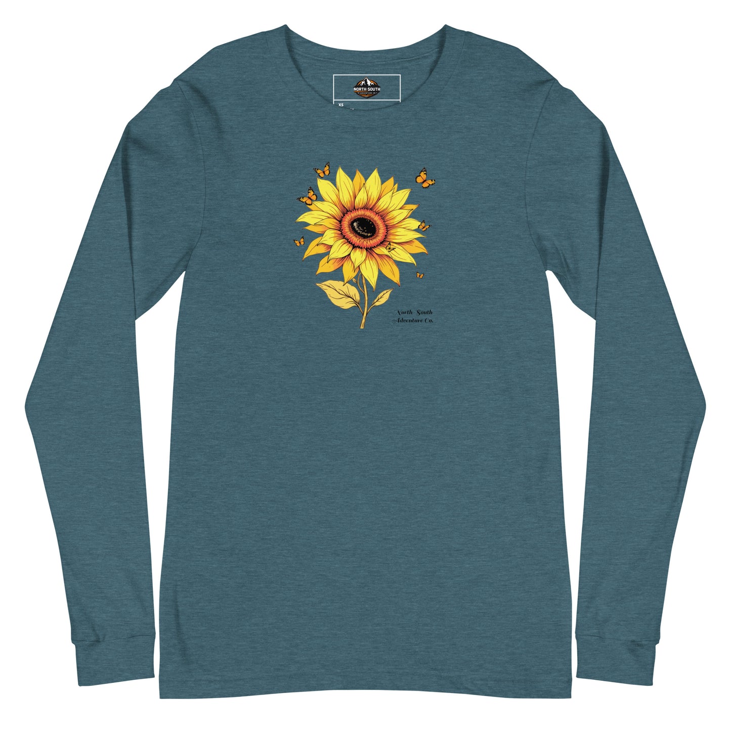 North-South Sunflower Butterfly Women's Long Sleeve Shirt