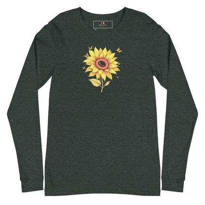 North-South Sunflower Butterfly Women's Long Sleeve Shirt