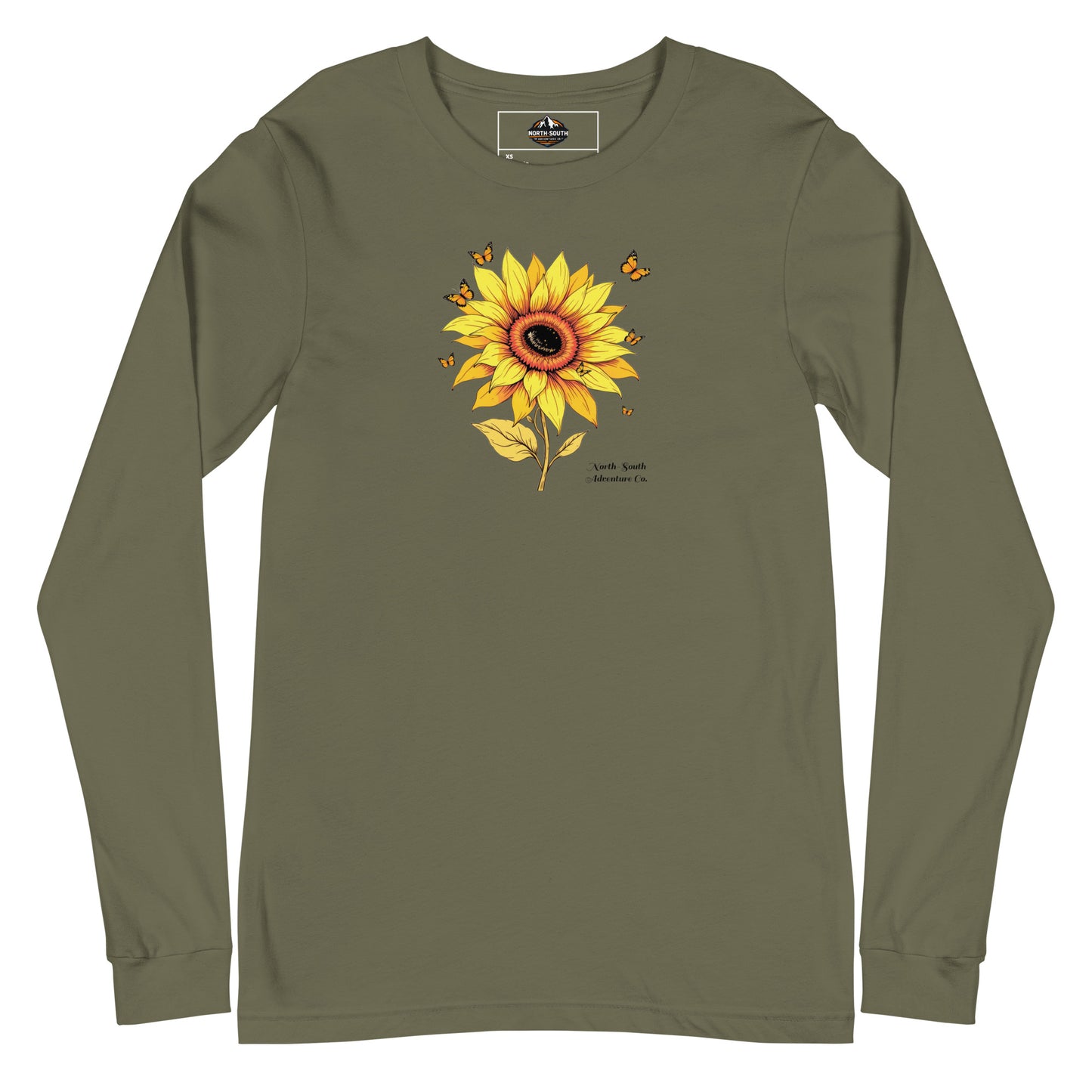 North-South Sunflower Butterfly Women's Long Sleeve Shirt