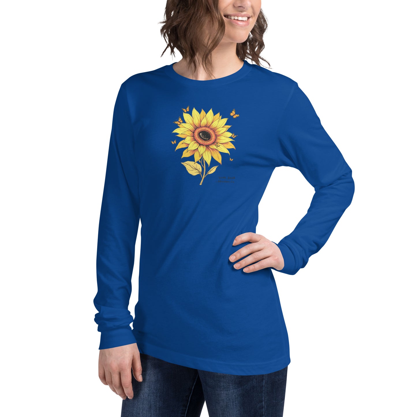 North-South Sunflower Butterfly Women's Long Sleeve Shirt