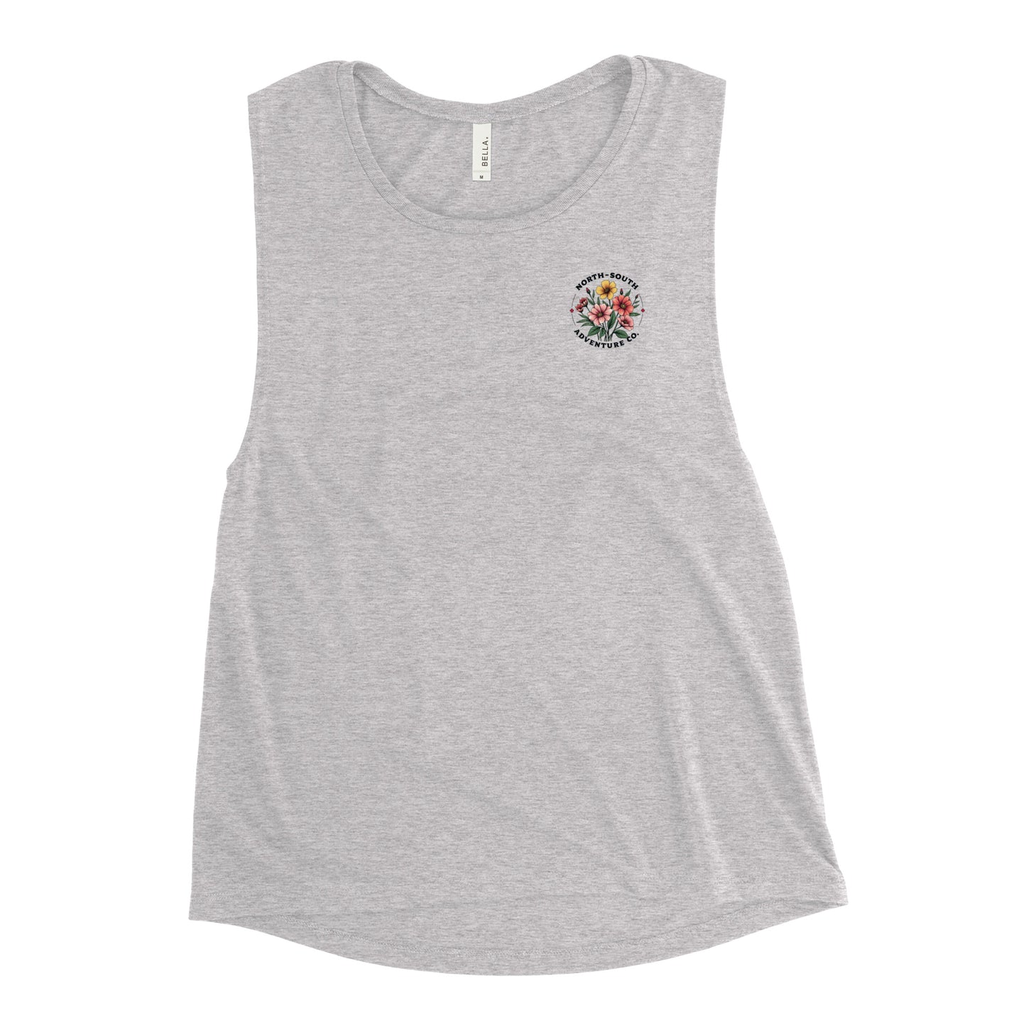 Women's tank top, muscle, tee, soft, athletic, gym wear, north south ladies' wildflower