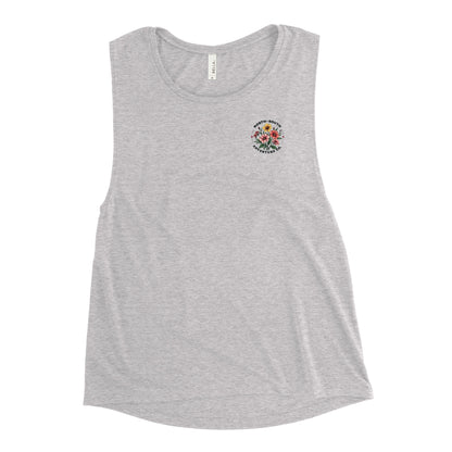 Women's tank top, muscle, tee, soft, athletic, gym wear, north south ladies' wildflower