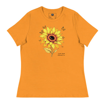 North-South Sunflower Butterfly Women's Relaxed Tee