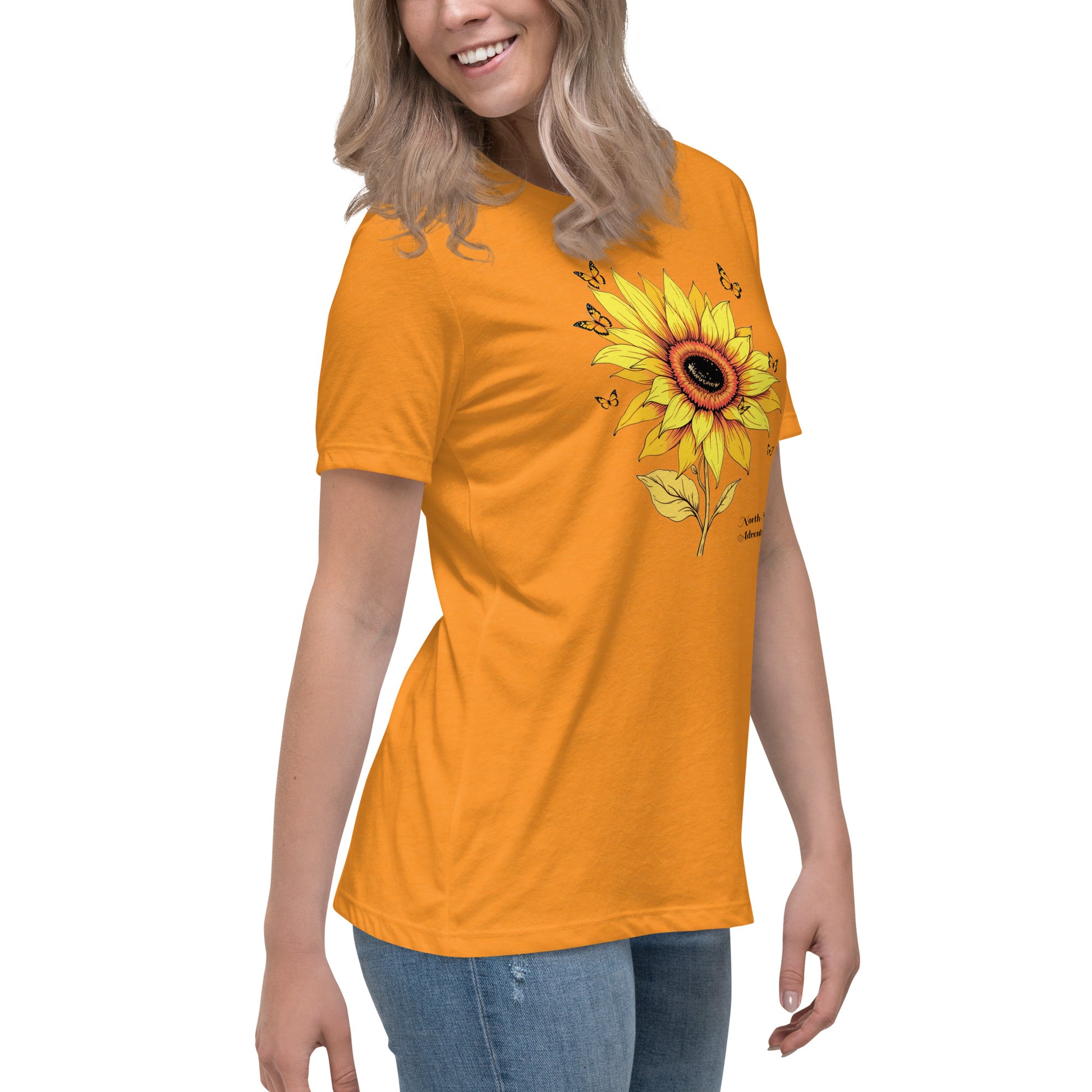 North-South Sunflower Butterfly Women's Relaxed Tee