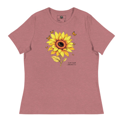 North-South Sunflower Butterfly Women's Relaxed Tee