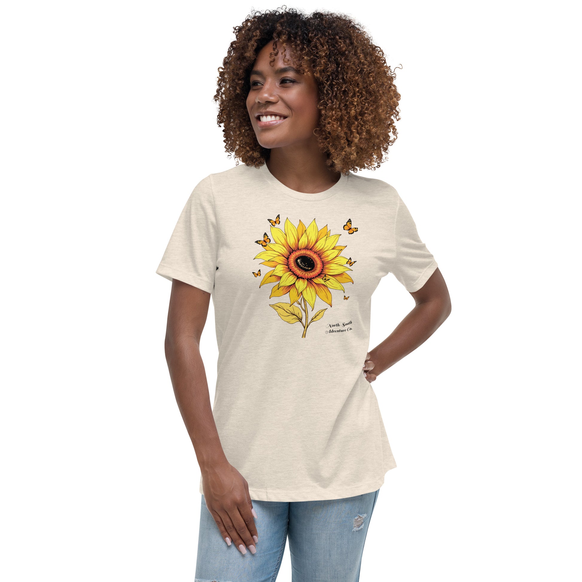 North-South Sunflower Butterfly Women's Relaxed Tee