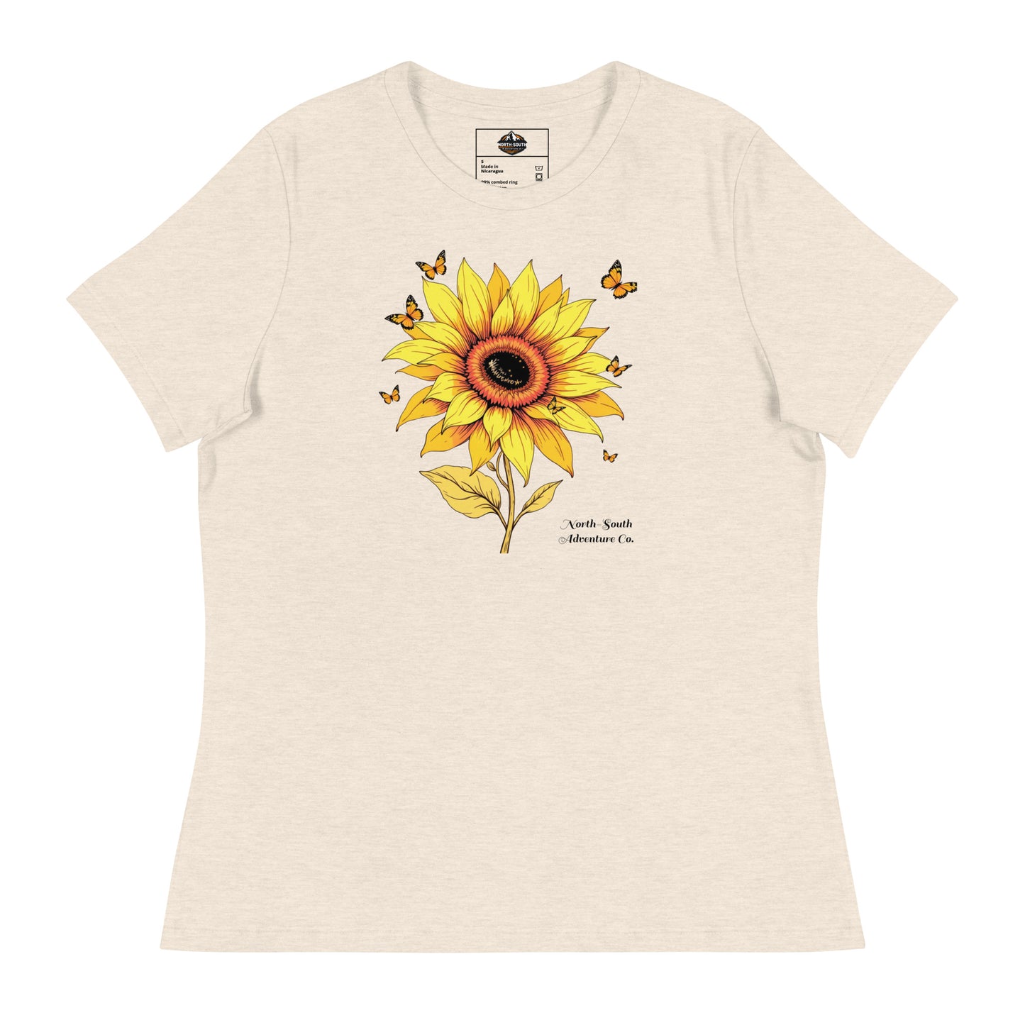 North-South Sunflower Butterfly Women's Relaxed Tee