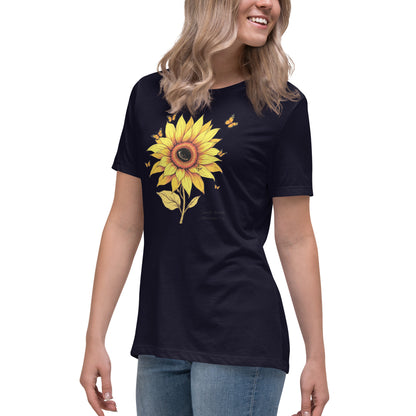 North-South Sunflower Butterfly Women's Relaxed Tee