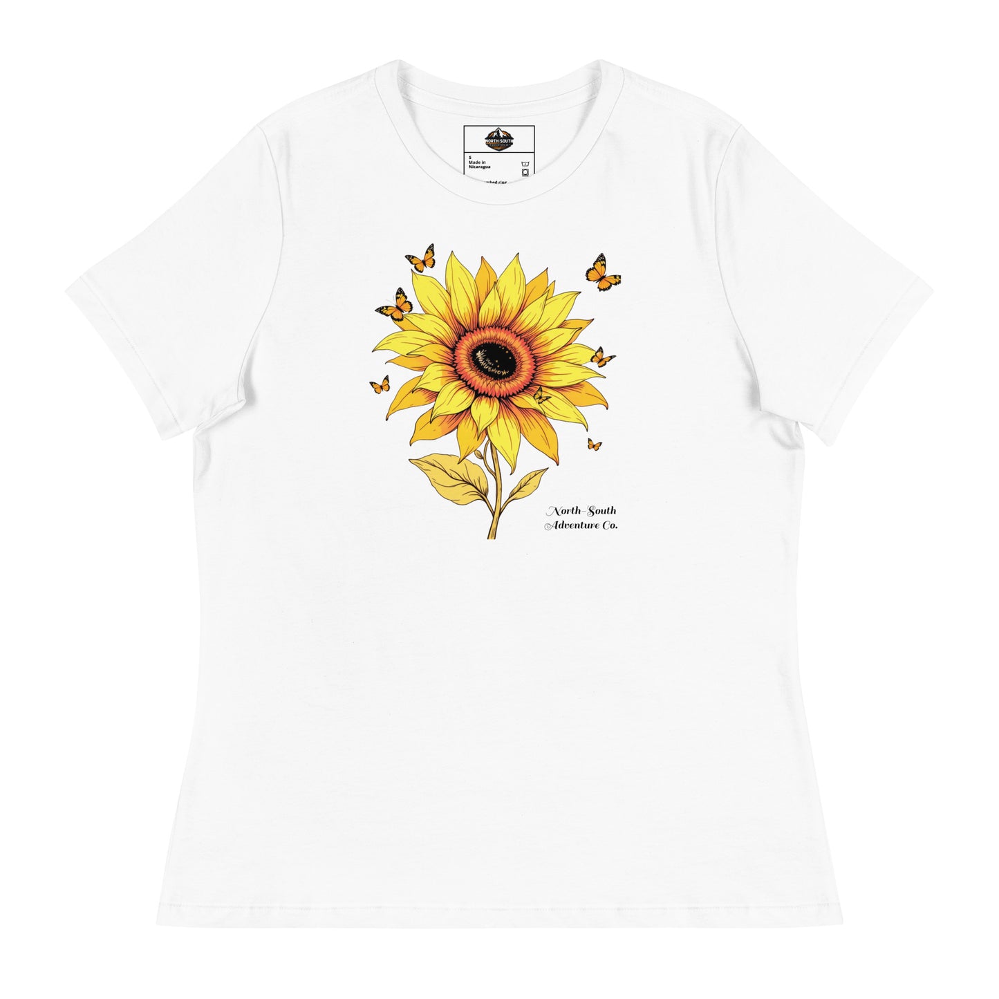 North-South Sunflower Butterfly Women's Relaxed Tee