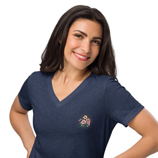North-South wildflower Women’s Relaxed V-neck t-shirt, summer, soft, ladies, heather
